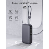 Aukey Spark Sling Powerbank m. USB-C Kabel & Display & 10.000mAh & 30W & 1 x USB-C & 1 x USB-A - Grå