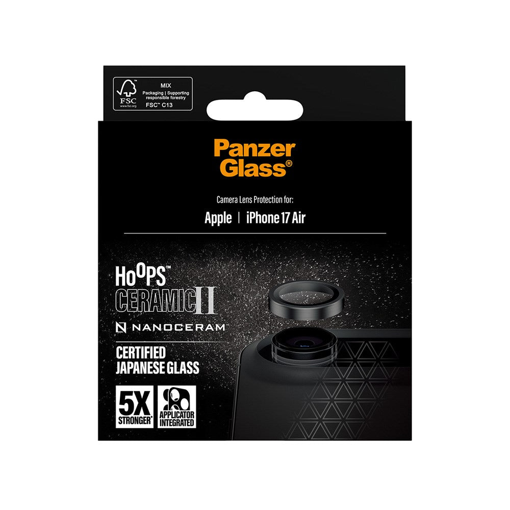 iPhone Air PanzerGlass Ceramic Hoops Kamerabeskyttelsesglas inkl. Installationsramme - Sort