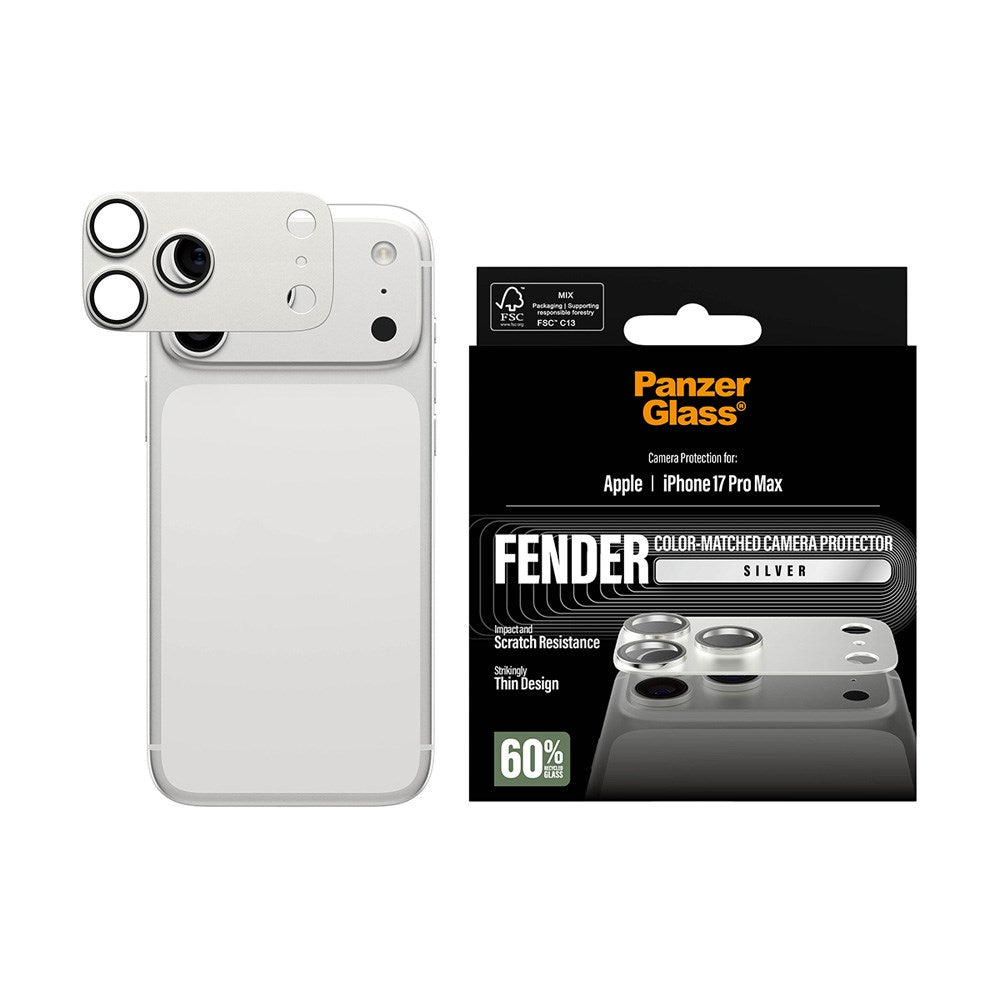 iPhone 17 Pro Max PanzerGlass FENDER Kameralinse Beskyttelsesglas - Silver