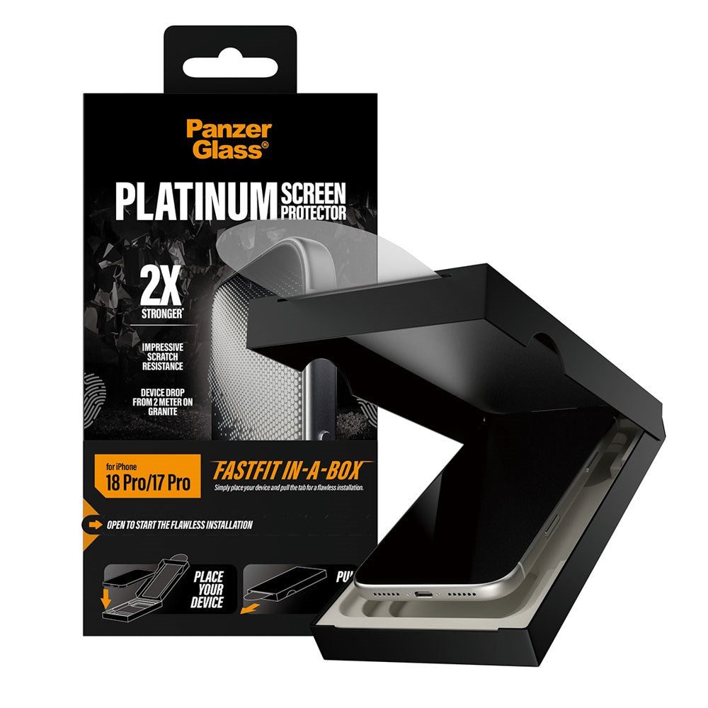 iPhone 18 Pro / 17 Pro PanzerGlass Ballistic Beskyttelsesglas m. FastFit-In-A-Box - Gennemsigtig