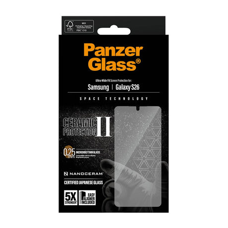Samsung Galaxy S26 PanzerGlass Ceramic Skærmbeskyttelsesglas m. EasyAligner - Ultra Wide Fit - Gennemsigtig