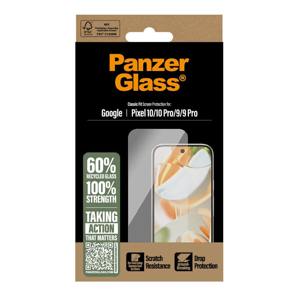 PanzerGlass Google Pixel 10 / 10 Pro / 9 / 9 Pro Hærdet Beskyttelsesglas - Classic Fit - Gennemsigtig