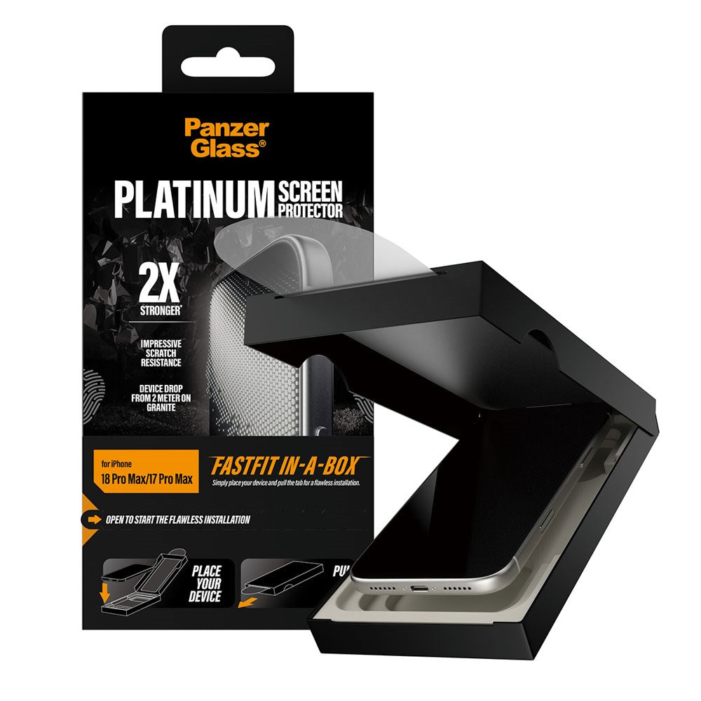 iPhone 18 Pro Max / 17 Pro Max PanzerGlass Ballistic Beskyttelsesglas m. FastFit-In-A-Box - Gennemsigtig