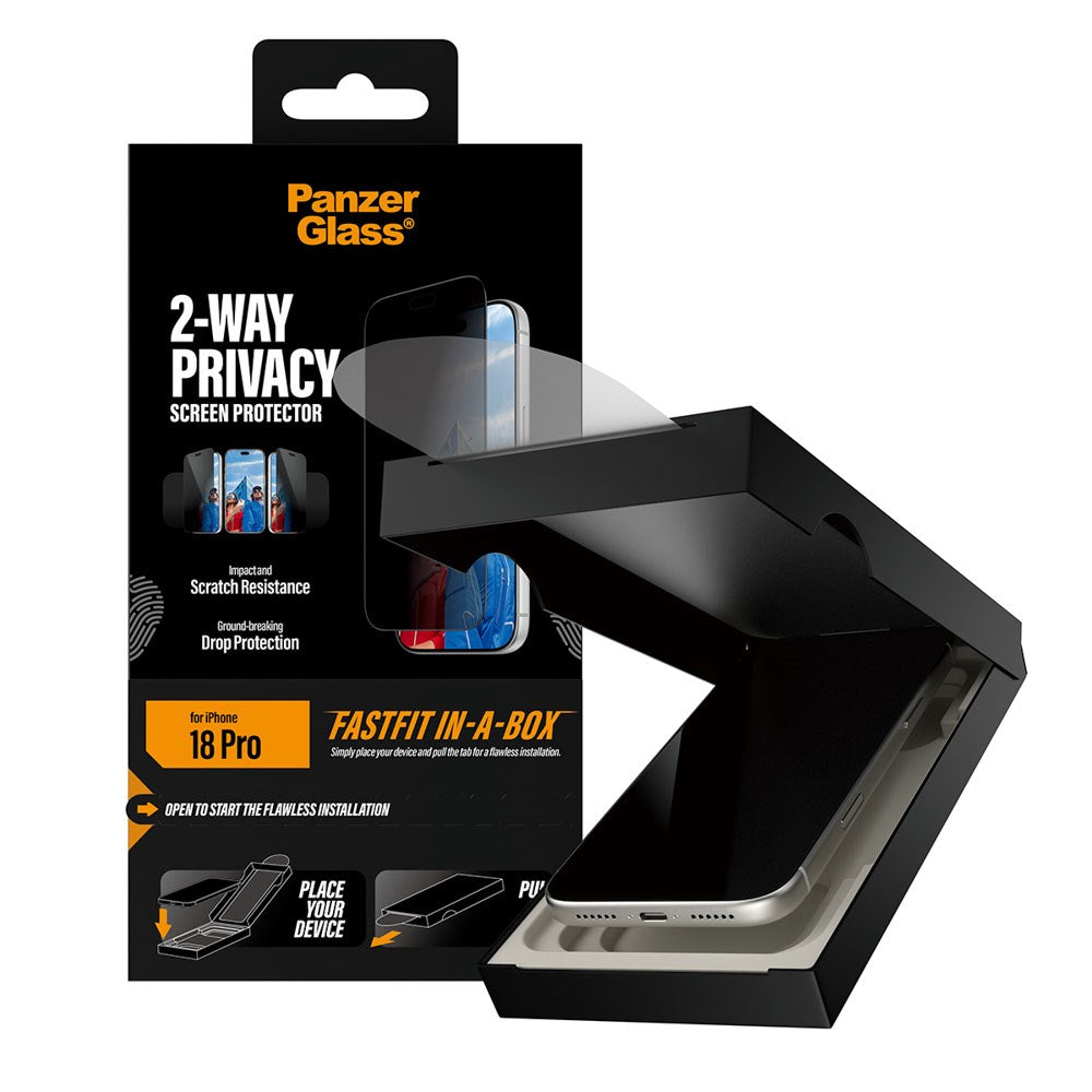 iPhone 18 Pro PanzerGlass Ultra Wide Fit Hærdet Beskyttelsesglas inkl. FastFit In-A-Box - Privacy - Gennemsigtig