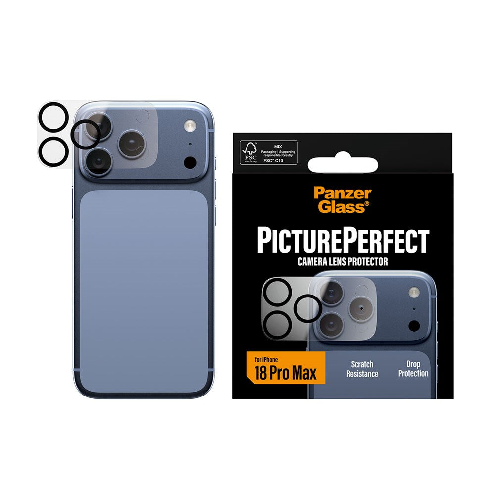 iPhone 18 Pro Max PanzerGlass PicturePerfect - Beskyttelse til Kameralinse - Gennemsigtig / Sort