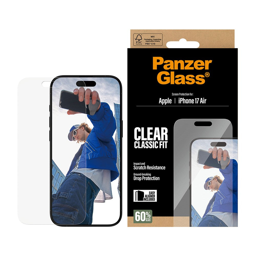 PanzerGlass iPhone Air Hærdet Beskyttelsesglas inkl. EasyAligner - Classic Fit - Gennemsigtig