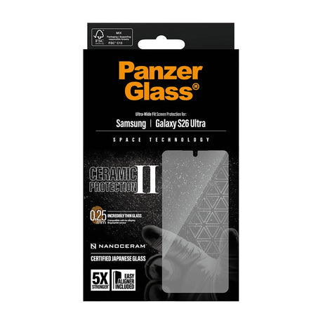 Samsung Galaxy S26 Ultra PanzerGlass Ceramic Skærmbeskyttelsesglas m. EasyAligner - Ultra Wide Fit - Gennemsigtig