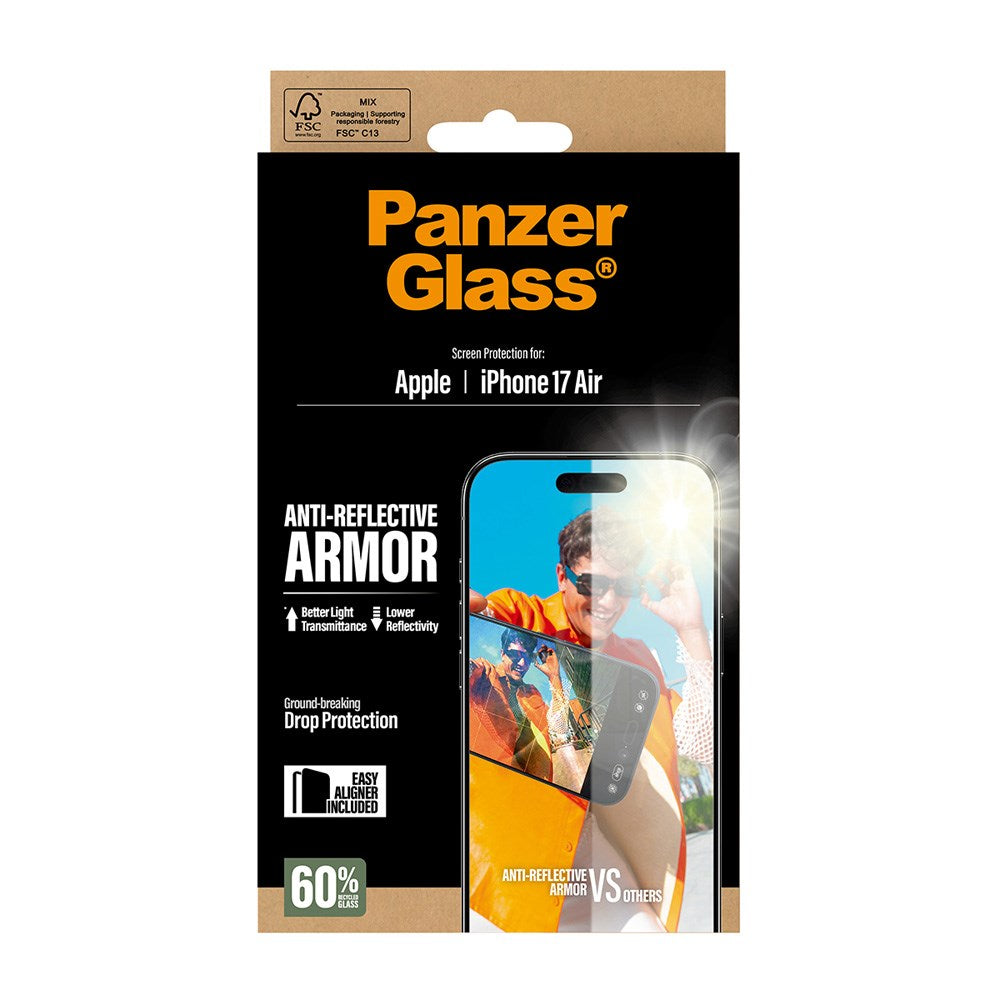 iPhone Air PanzerGlass Ultra Wide Fit Beskyttelsesglas m. EasyAligner - Anti-Reflective - Gennemsigtig