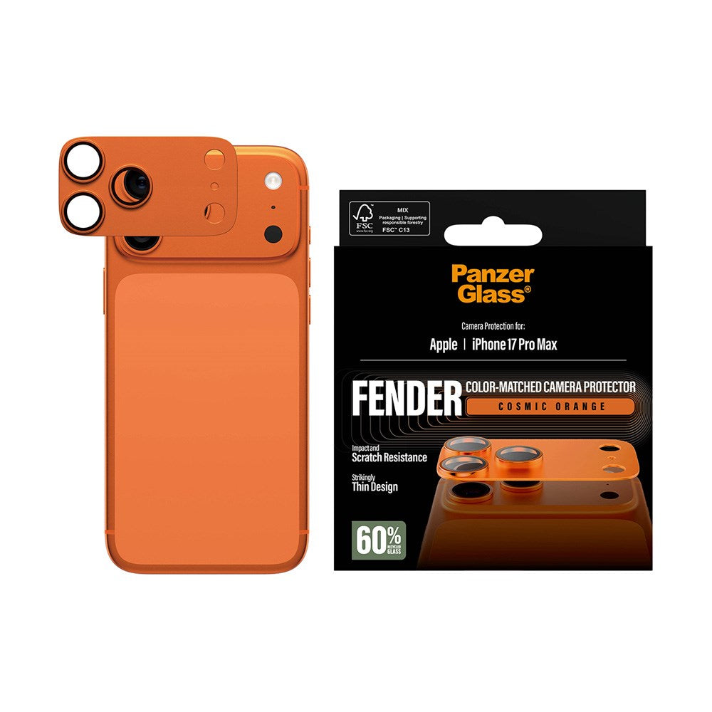 iPhone 17 Pro Max PanzerGlass FENDER Kameralinse Beskyttelsesglas - Cosmic Orange