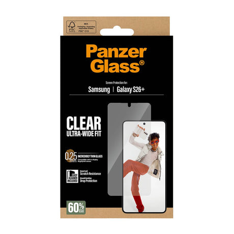 Samsung Galaxy S26+ (Plus) PanzerGlass Hærdet Beskyttelsesglas inkl. EasyAligner - Ultra Wide Fit - Gennemsigtig