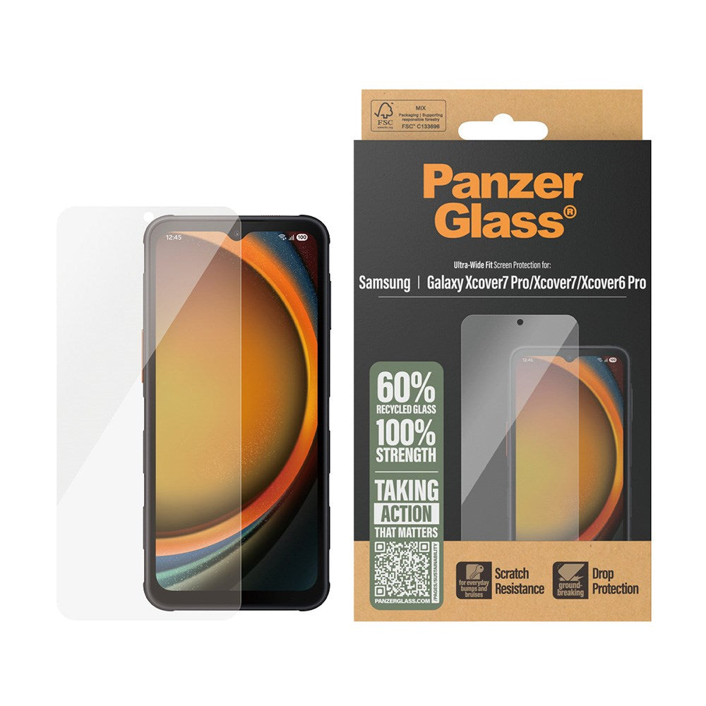 PanzerGlass® Skærmbeskytter til Samsung Galaxy Xcover 7 / 7 Pro - Ultra-Wide Beskyttelse - Inkl. EasyAligner - Gennemsigtig