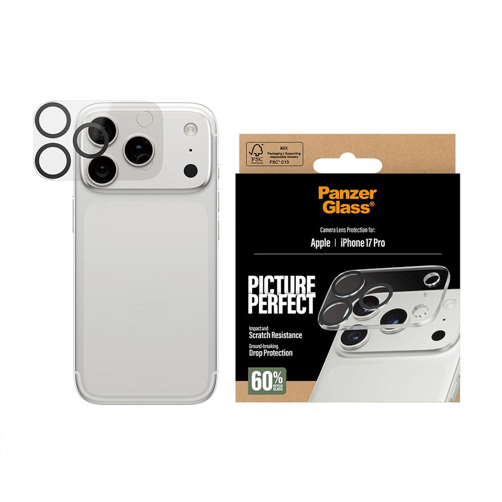 iPhone 17 Pro PanzerGlass PicturePerfect Kamerabeskyttelsesglas - Gennemsigtig / Sort - (DEMO)