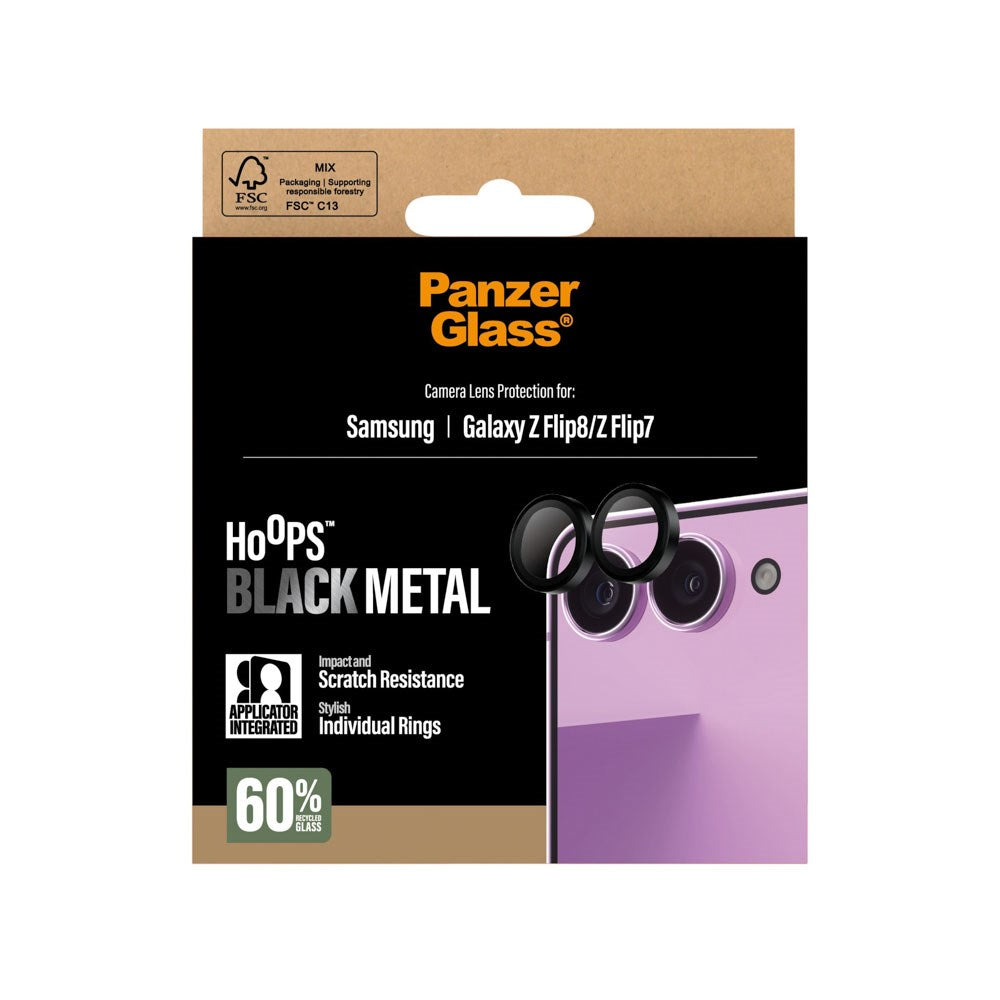 Samsung Galaxy Z Flip8 / Z Flip7 PanzerGlass Hoops Kameralinse Beskyttelse - Sort