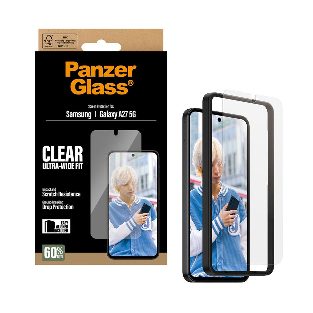 Samsung Galaxy A27 PanzerGlass Hærdet Beskyttelsesglas - Ultra Wide Fit m. EasyAligner - Gennemsigtig