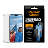 iPhone 18 Pro PanzerGlass Hærdet Beskyttelsesglas - Ultra Wide Fit m. EasyAligner - Privacy Funktion - Gennemsigtig