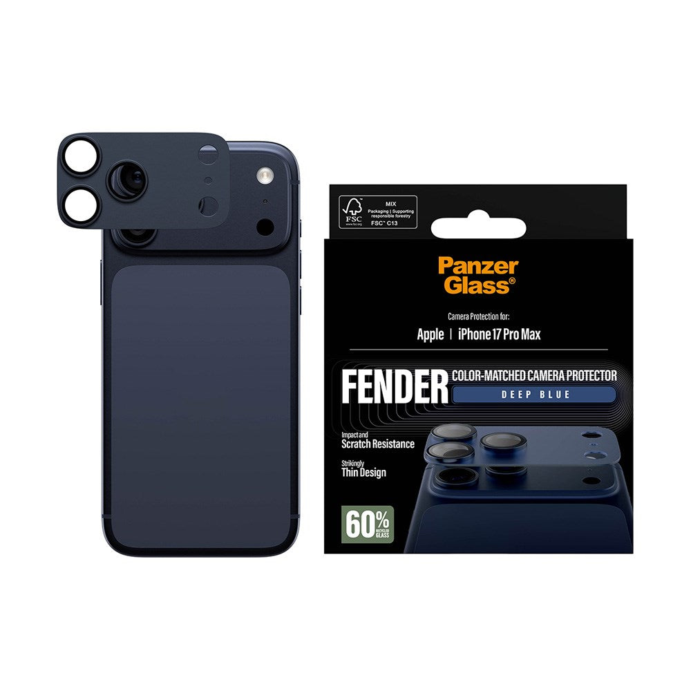 iPhone 17 Pro Max PanzerGlass FENDER Kameralinse Beskyttelsesglas - Deep Blue