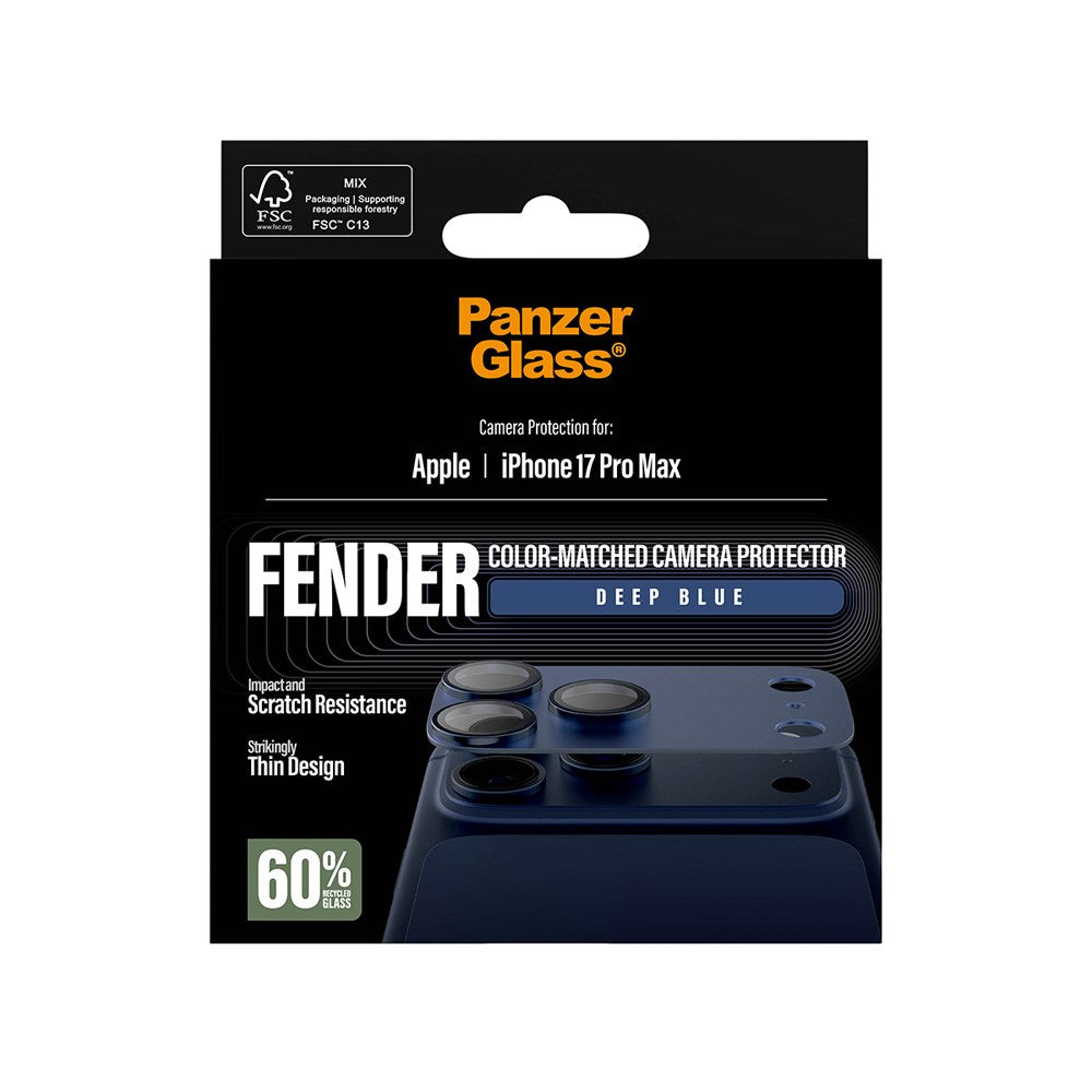 iPhone 17 Pro Max PanzerGlass FENDER Kameralinse Beskyttelsesglas - Deep Blue