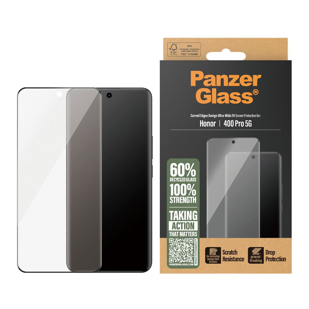 Honor 400 Pro - PanzerGlass Ultra-Wide Fit Skærmbeskyttelsesglas - Gennemsigtig / Sort Kant