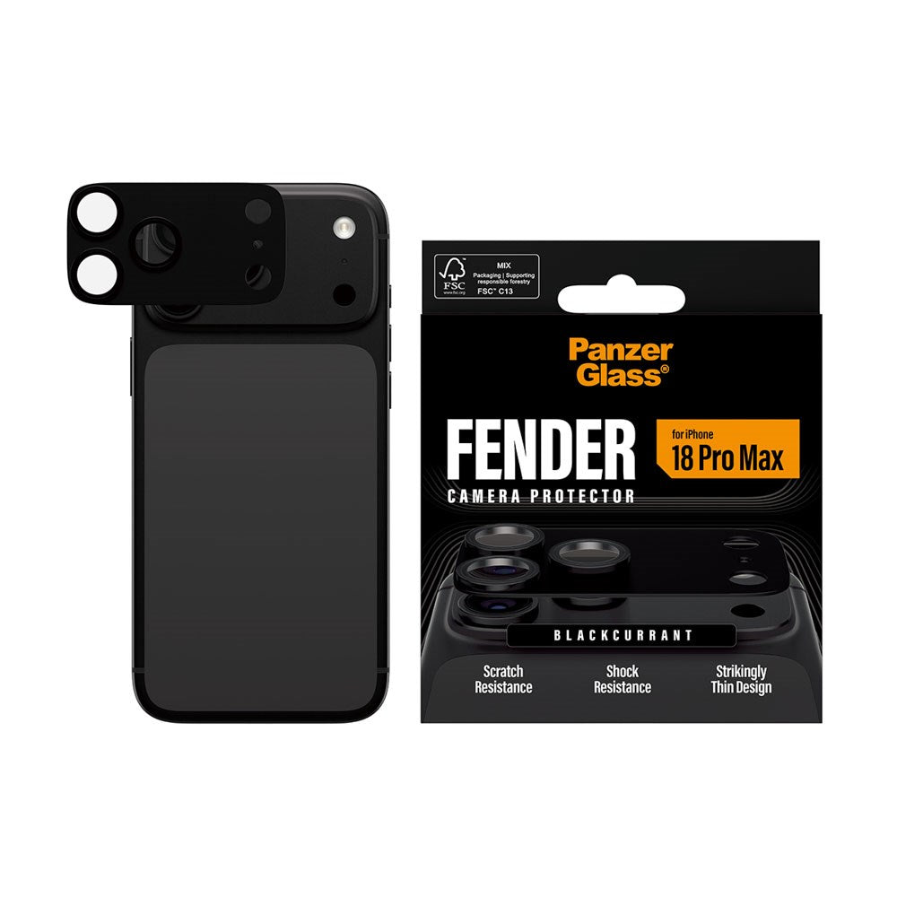 iPhone 18 Pro Max PanzerGlass FENDER Kamerabeskyttelse - Black Current