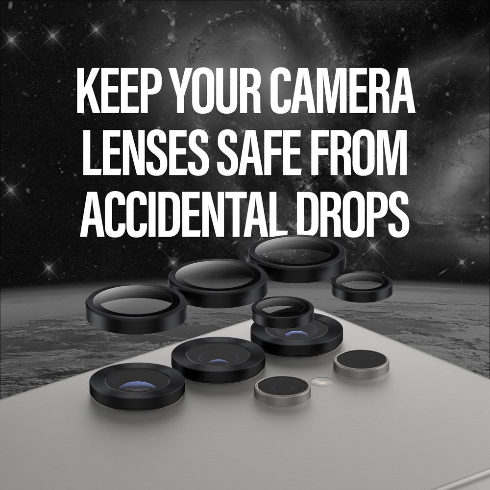 Samsung Galaxy S25 Ultra PanzerGlass Ceramic Hoops - Beskyttelse til Kamera - Gennemsigtig / Sort