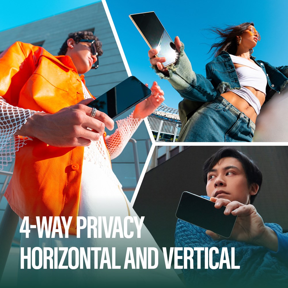 PanzerGlass Samsung Galaxy S25 Eco Matrix 4-Way Privacy Skærmbeskyttelse Ultra Wide Fit m.  Alignerkit - Platinum Strength - Gennemsigtig