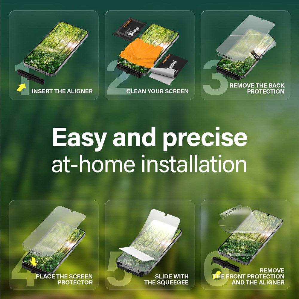 Samsung Galaxy S25 PanzerGlass Eco Matrix Beskyttelsesglas - Ultra Wide Fit - Alignerkit - Platinum Strength - Gennemsigtig