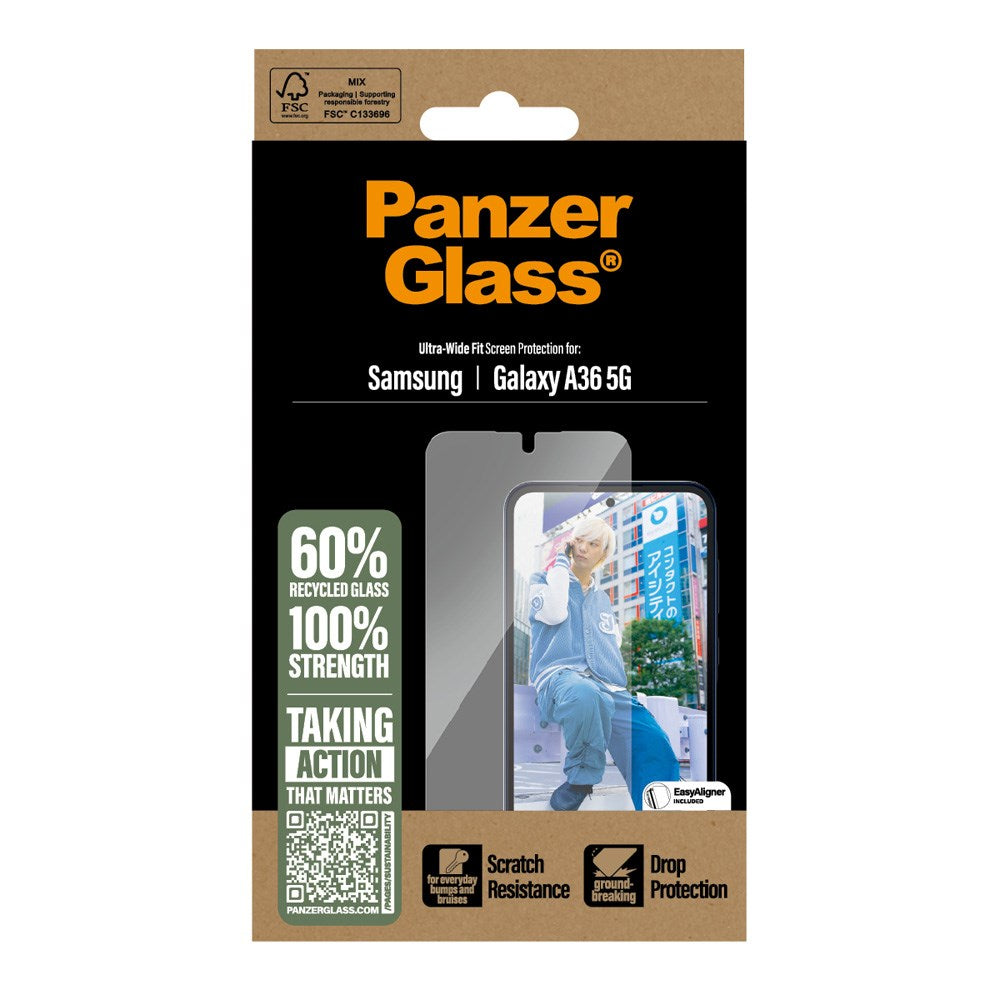 Samsung Galaxy A36 (5G) PanzerGlass Ultra Wide Fit Beskyttelsesglas m. EasyAligner - Gennemsigtig