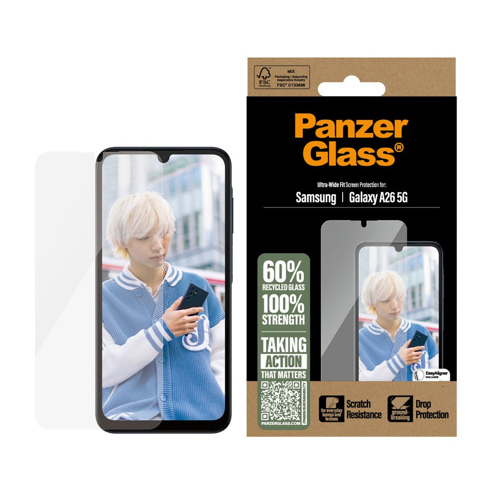 Samsung Galaxy A26 (5G) PanzerGlass Ultra Wide Fit Beskyttelsesglas m. EasyAligner - Gennemsigtig