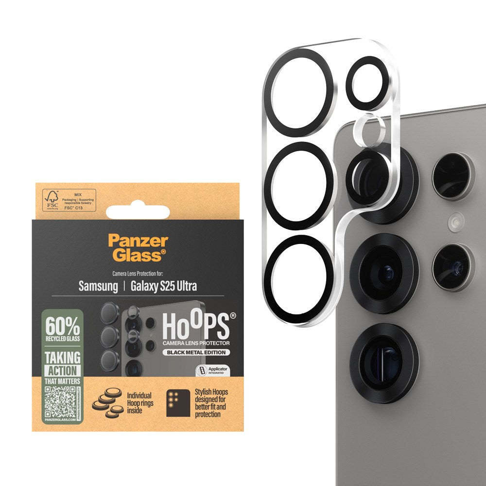 Samsung Galaxy S25 Ultra PanzerGlass PicturePerfect - Beskyttelse til Kamera - Platinum Strength - Gennemsigtig / Sort