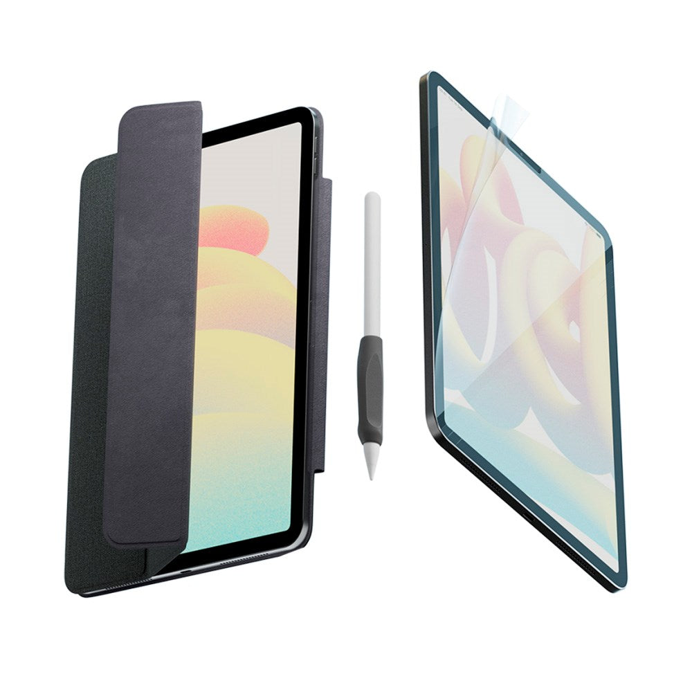 iPad Air (2022 / 2020) / Pro 11 (2022 / 2021 / 2020 / 2018) Paperlike+ Folio Bundle m. Cover, Skærmbeskyttelse & Stylus Pen Greb - Sort / Gennemsigtig