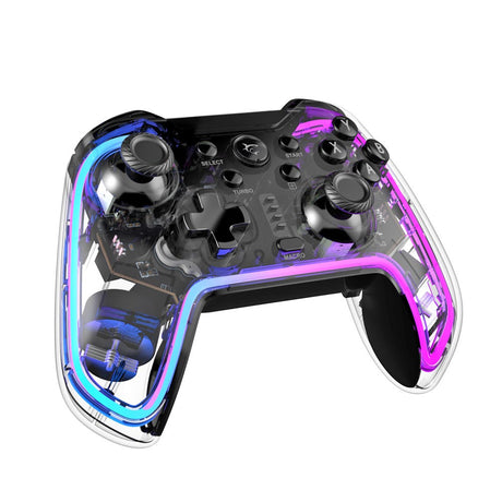 White Shark PRAETORIAN Multikompatibel Spillekonsol - Bluetooth - Indbygget Lys - Sort / Gennemsigtig
