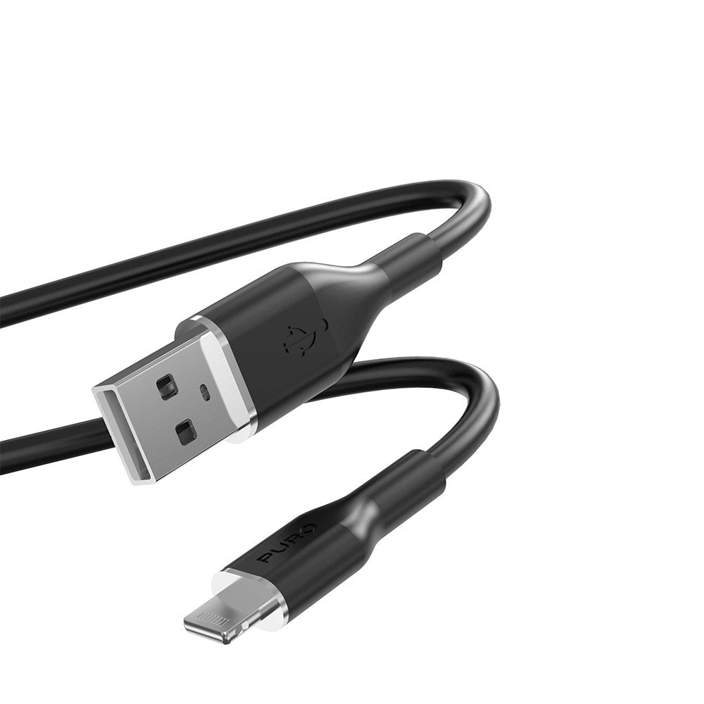 USB-A til Lightning Kabel - PURO Soft 1.5m - Sort