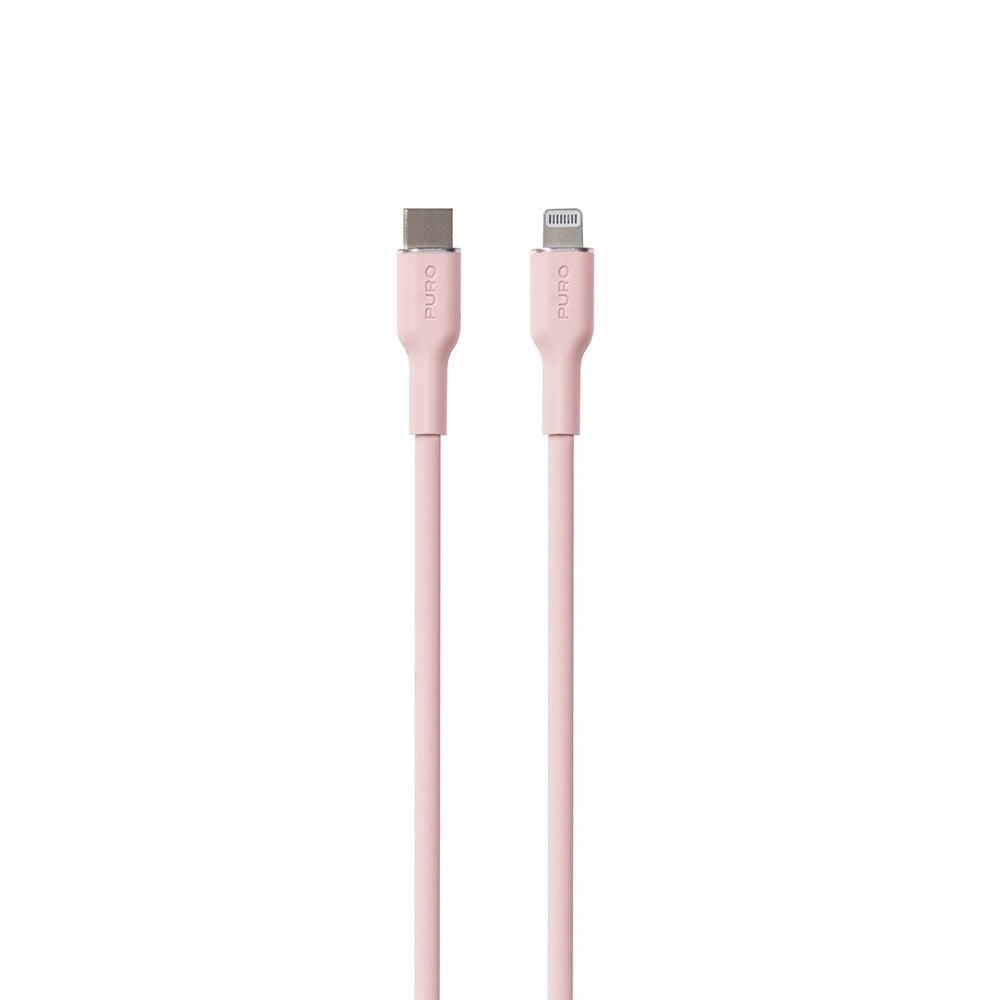 USB-C til Lightning Kabel - PURO Soft 1.5m - Lyserød
