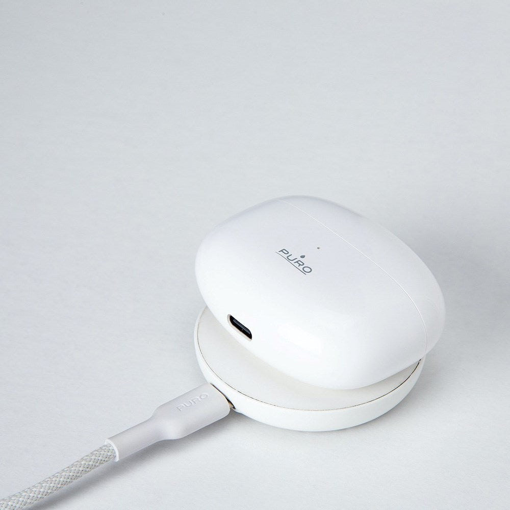 Puro Mag Loop Pro 15W Trådløs Oplader med USB-C inkl. Ståfunktion - MagSafe Kompatibel - Hvid