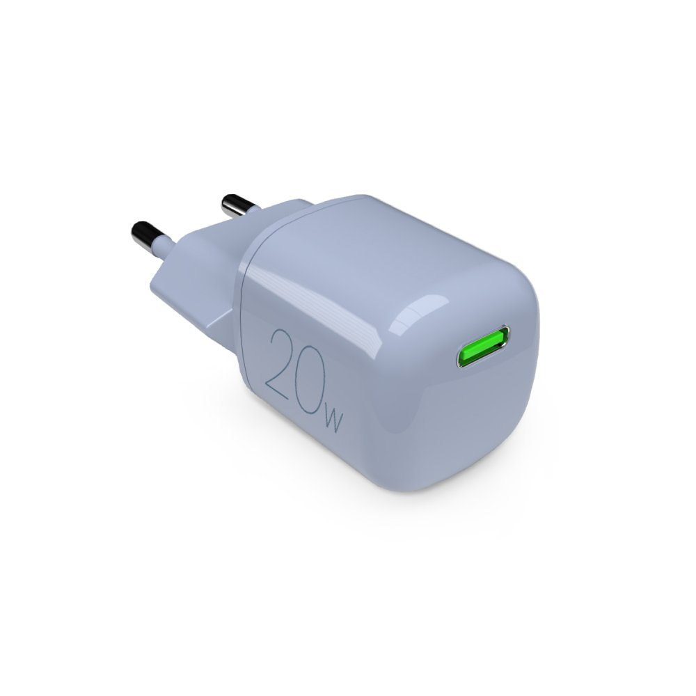 Puro Vægoplader GaN 20W med USB-C Port - Lyseblå