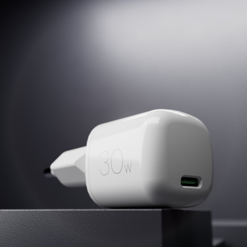 Puro Vægoplader GaN 30W med USB-C Port - Hvid