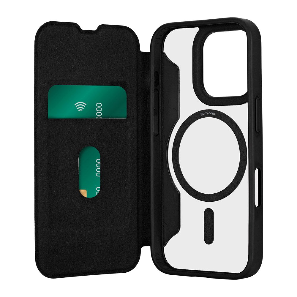 Puro Booklet Flip Cover - iPhone 16 Pro Max - MagSafe Kompatibel - Sort