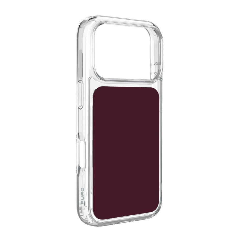 iPhone 18 Pro PURO PLATE MAG Bagside Cover - MagSafe Kompatibel - Gennemsigtig / Bordeaux