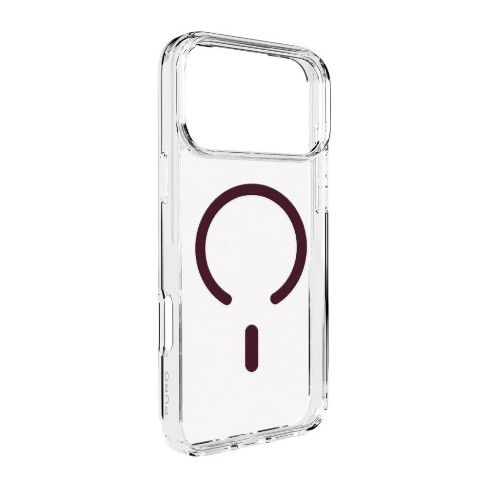 PURO iPhone 18 Pro Hybrid Bagside Cover - MagSafe Kompatibel - Gennemsigtig / Bordeaux