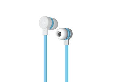 Puro Sport Stereo Flatcable Earphone - Hvid/Blå