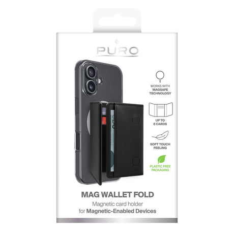 Puro Mag Wallet Fold Kortholder til 6 Kort - MagSafe Kompatibel - Sort