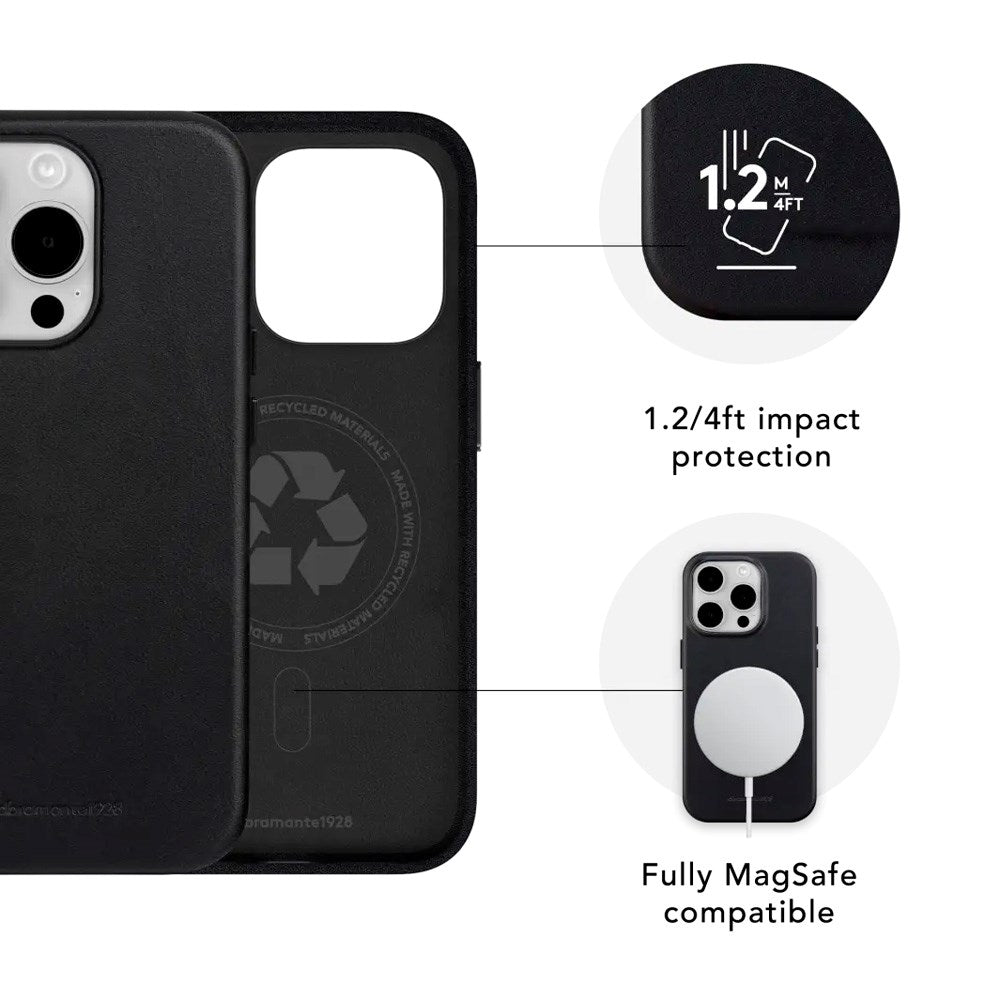 iPhone 15 Pro dbramante1928 Roskilde Cover - 100% Ægte Læder - MagSafe Kompatibel - Black
