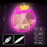 Forever Light LED Spejl med Neon Lys - "Queen"