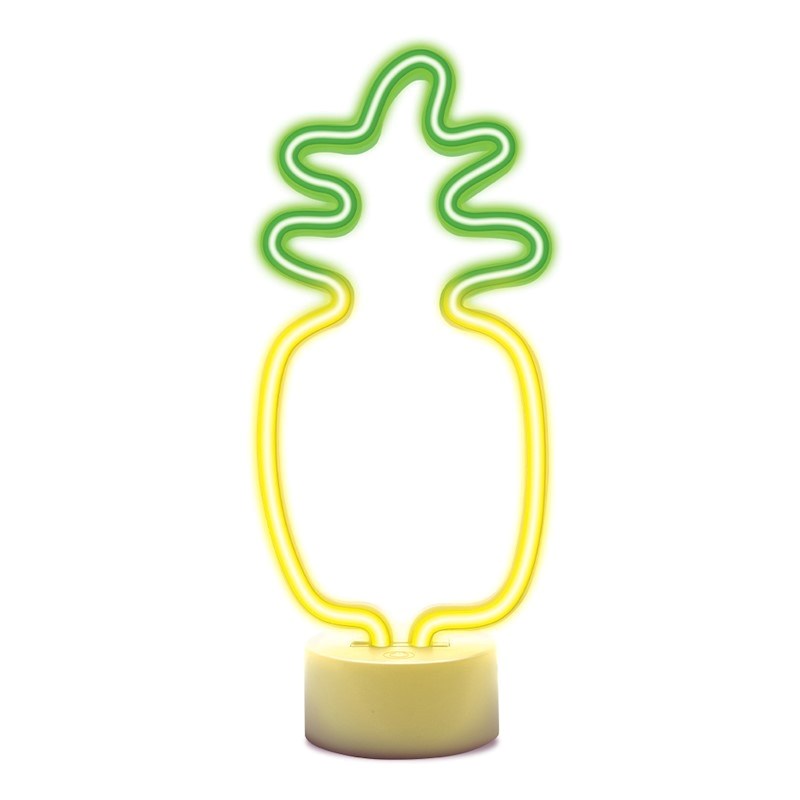 Forever Light Neon Dekoration m. Fod LED - Gult / Grønt Lys m. Ananas