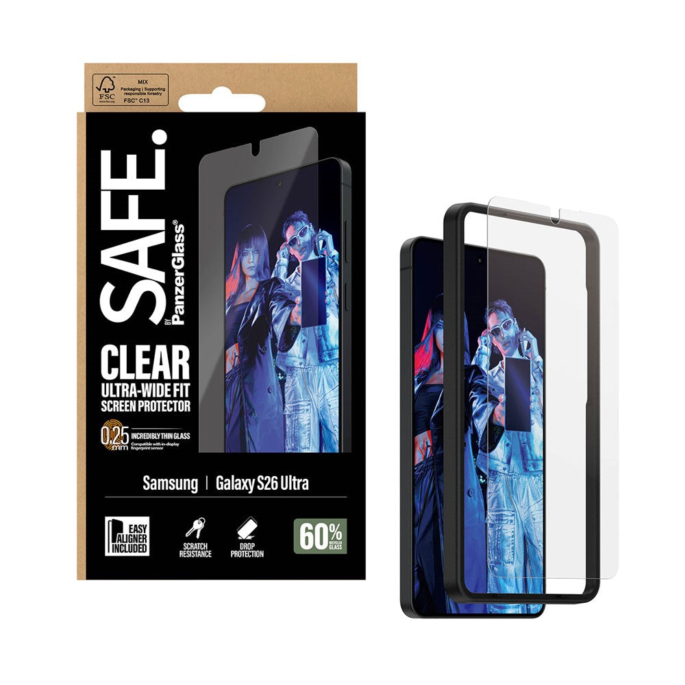 Samsung Galaxy S26 Ultra - SAFE by PanzerGlass Ultra-Wide Fit - Skærmbeskyttelse - Gennemsigtig