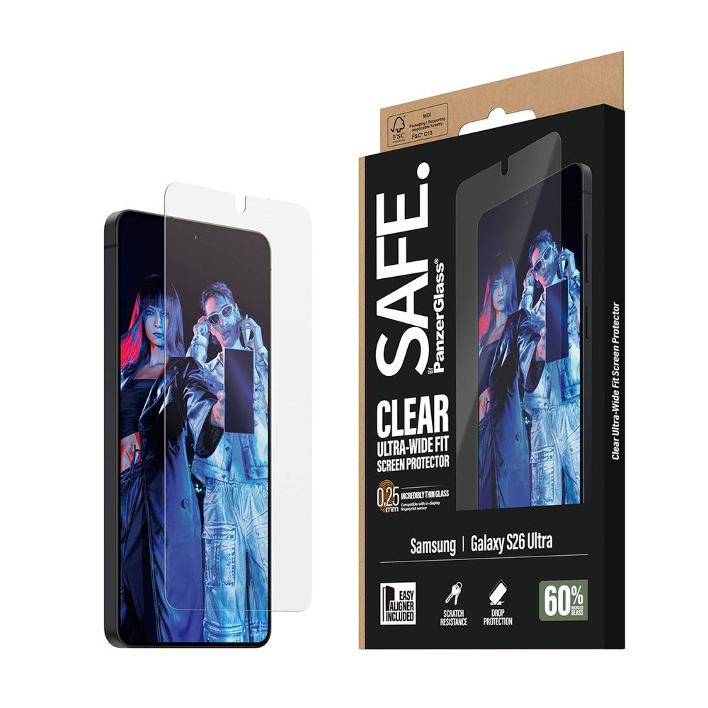 Samsung Galaxy S26 Ultra - SAFE by PanzerGlass Ultra-Wide Fit - Skærmbeskyttelse - Gennemsigtig