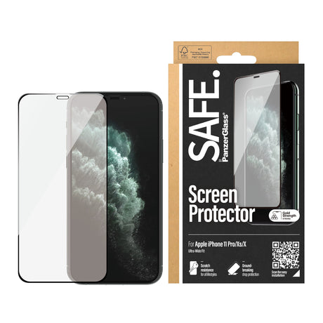 iPhone X/XS/11 Pro - SAFE by PanzerGlass Edge-to-Edge Fit Skærmbeskyttelse - Gennemsigtig/Sort Kant