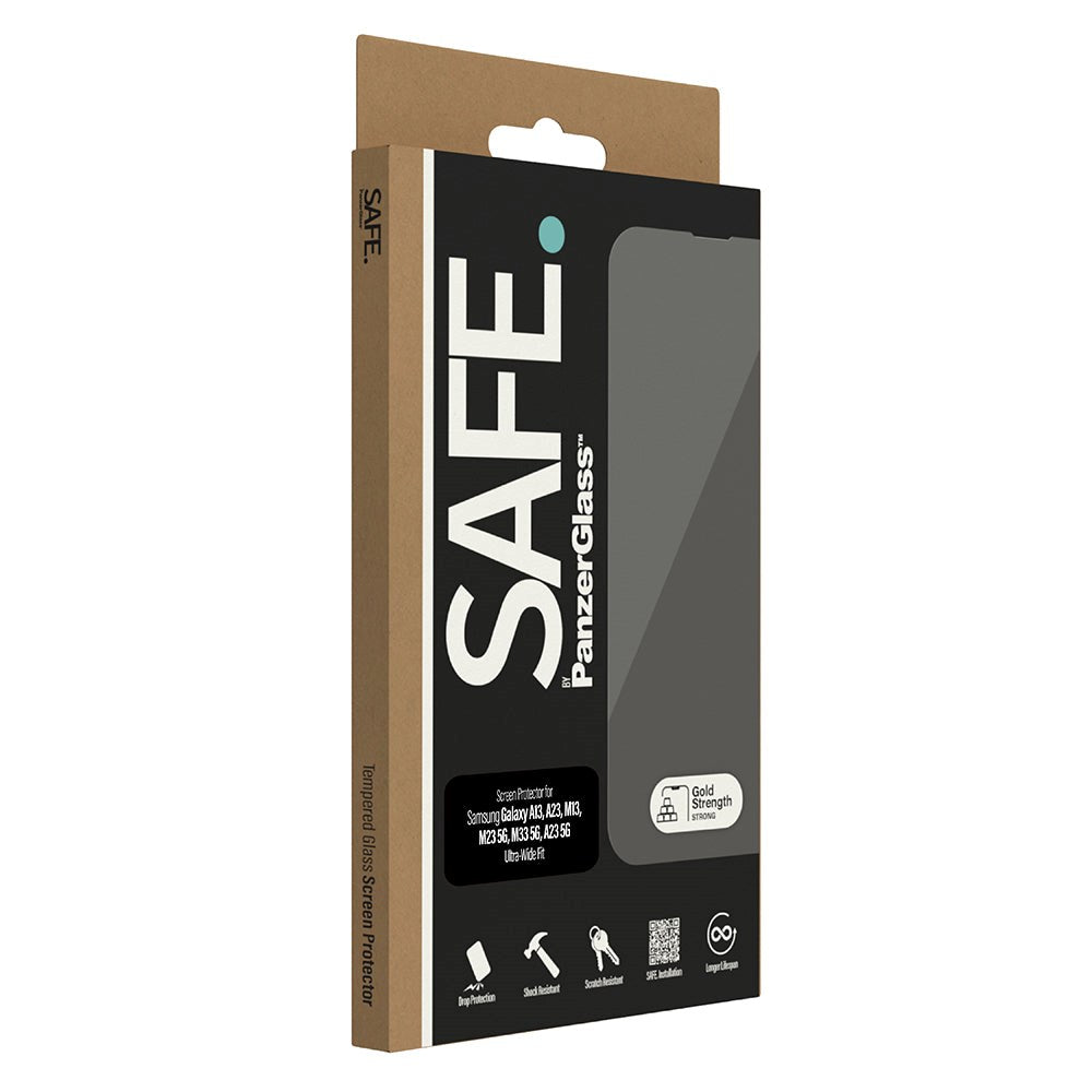 Samsung Galaxy A13 / A23 / A23 (5G) / M13 / M23 (5G) / M33 (5G) Safe By PanzerGlass® Ultra-Wide Fit Skærmbeskyttelsesglas - Case Friendly - Gold Strength - Gennemsigtig