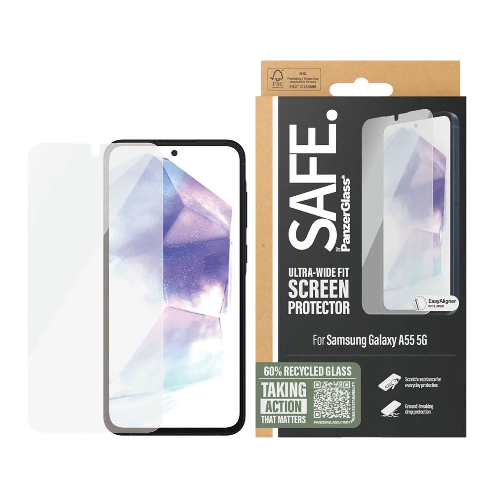 Samsung Galaxy A55 (5G) Safe By PanzerGlass® Ultra-Wide Fit Skærmbeskyttelsesglas - Case Friendly - Gold Strength - Gennemsigtig