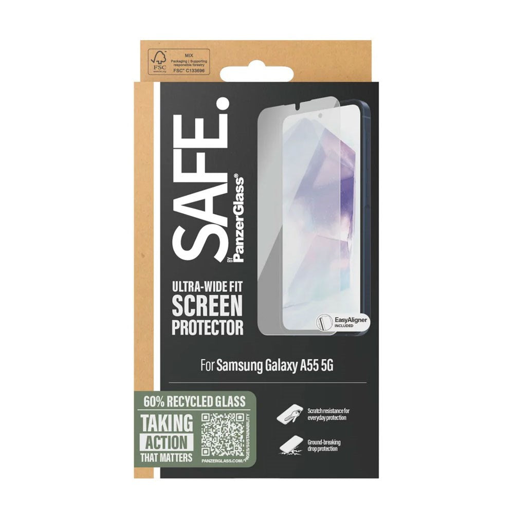 Samsung Galaxy A55 (5G) Safe By PanzerGlass® Ultra-Wide Fit Skærmbeskyttelsesglas - Case Friendly - Gold Strength - Gennemsigtig